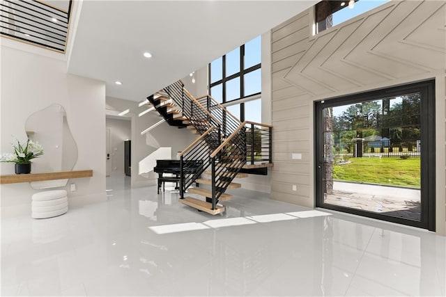 1336 Azalea Dr, Lawrenceville, GA 30043 - foyer entrance with stairway, tile patterned flooring, and recessed lighting