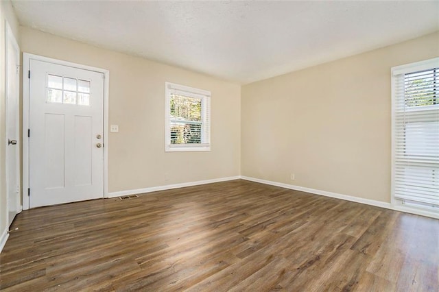 foyer entrance featuring dark hardwood / wood-style flooring