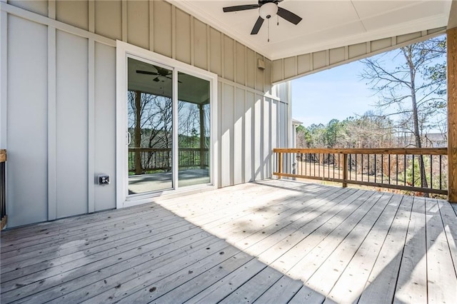 wooden deck with ceiling fan