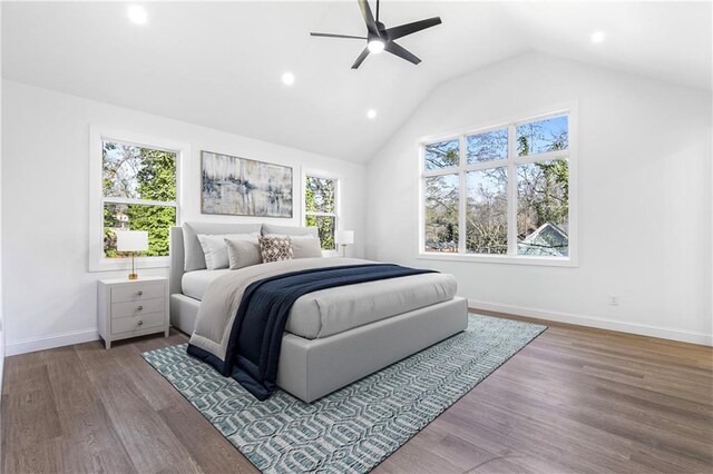 1247 Bridges Ave SW Unit B, Atlanta, GA 30310 - bedroom featuring recessed lighting, baseboards, ceiling fan, wood finished floors, and high vaulted ceiling