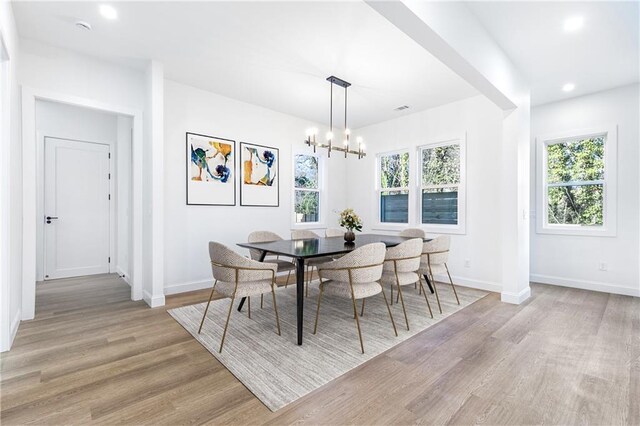 1247 Bridges Ave SW Unit B, Atlanta, GA 30310 - dining space featuring light wood finished floors, a chandelier, baseboards, and recessed lighting