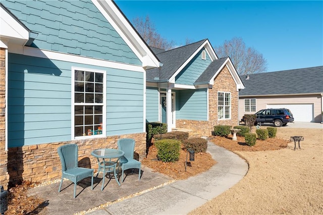 exterior space featuring a garage