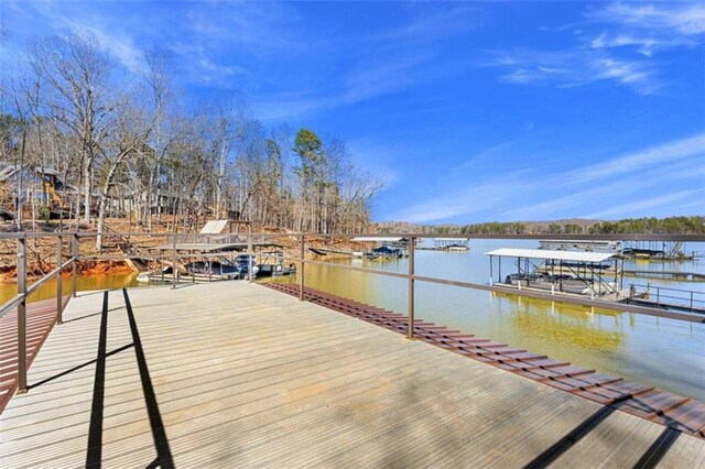 view of dock featuring a water view