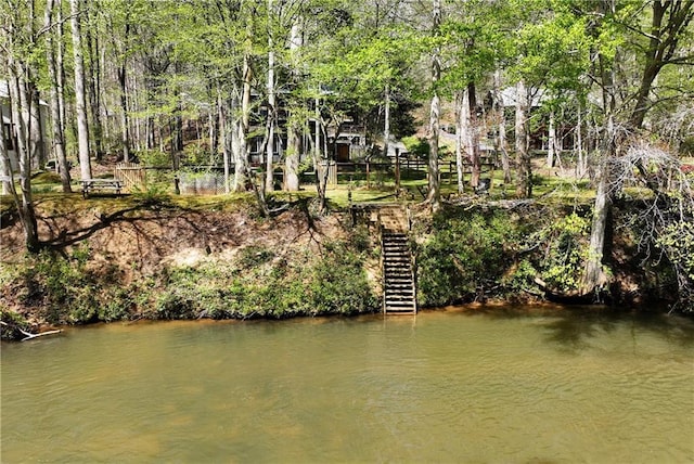 property view of water with stairs
