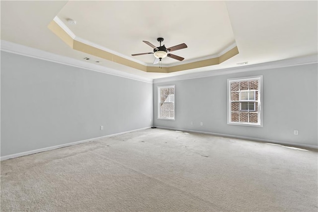 120 Daniel Creek Ln, Sugar Hill, GA 30518 - carpeted empty room featuring a raised ceiling, ornamental molding, and a ceiling fan