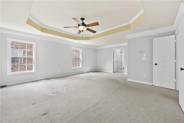 120 Daniel Creek Ln, Sugar Hill, GA 30518 - carpeted spare room featuring a raised ceiling, crown molding, and a ceiling fan