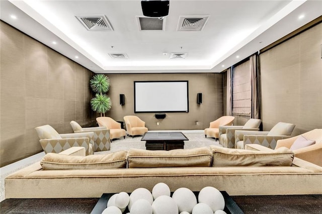 2881 Peachtree Rd NE Unit 1202, Atlanta, GA 30305 - cinema room with a tray ceiling and recessed lighting