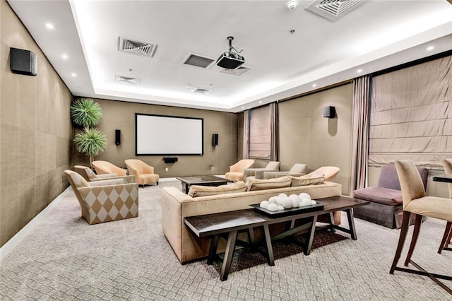 2881 Peachtree Rd NE Unit 1202, Atlanta, GA 30305 - cinema room featuring light colored carpet, recessed lighting, and a raised ceiling