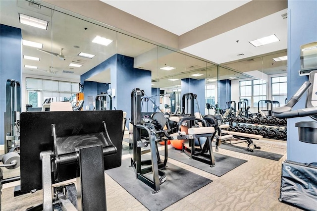 2881 Peachtree Rd NE Unit 1202, Atlanta, GA 30305 - exercise room featuring carpet floors and plenty of natural light