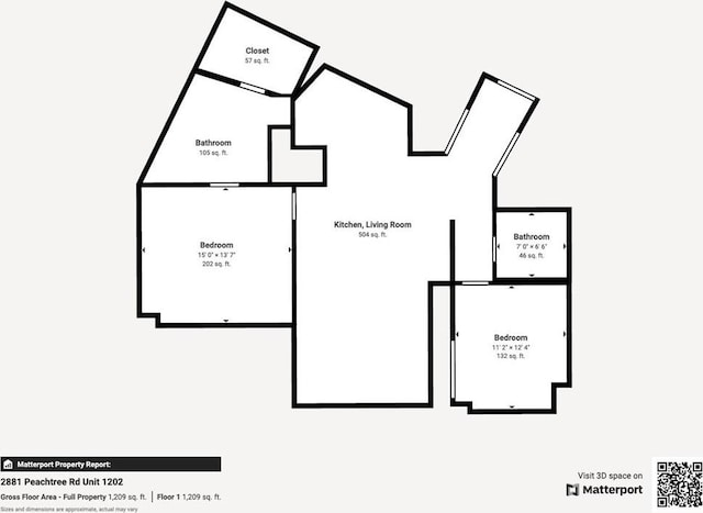 2881 Peachtree Rd NE Unit 1202, Atlanta, GA 30305 - floor plan / room layout