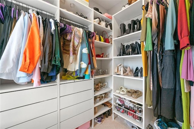 spacious closet with carpet floors