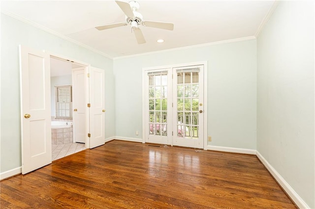70 Mount Paran Rd NE, Atlanta, GA 30342 - spare room featuring wood finished floors, ornamental molding, baseboards, and ceiling fan