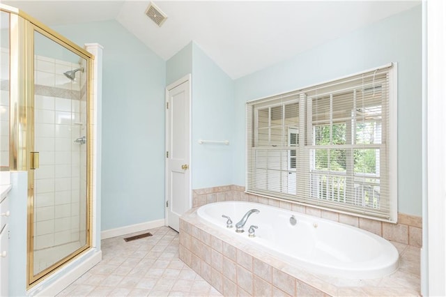 70 Mount Paran Rd NE, Atlanta, GA 30342 - full bath with a shower stall, a garden tub, and vaulted ceiling