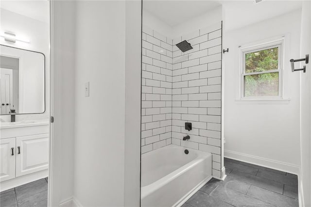 110 Glen Eagle Way, Mcdonough, GA 30253 - full bath with vanity, washtub / shower combination, baseboards, and tile patterned floors