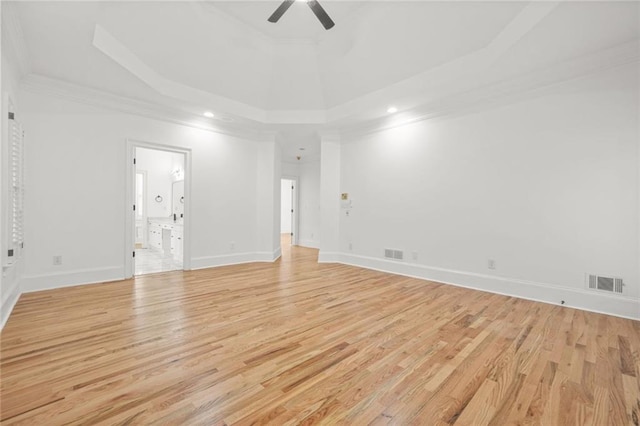 110 Glen Eagle Way, Mcdonough, GA 30253 - unfurnished room featuring ceiling fan, light wood finished floors, baseboards, crown molding, and recessed lighting