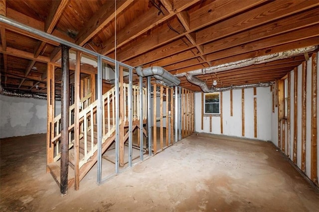 view of unfinished basement