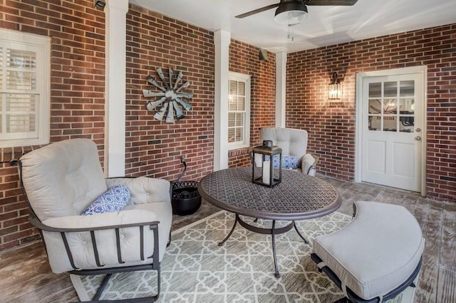 view of patio with ceiling fan