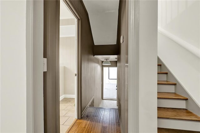 hall featuring wood-type flooring