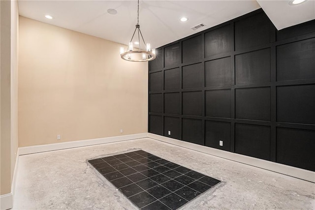 interior space with an inviting chandelier