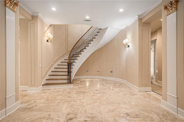 interior space featuring ornamental molding