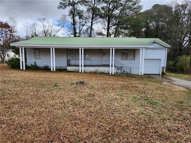 garage with a porch