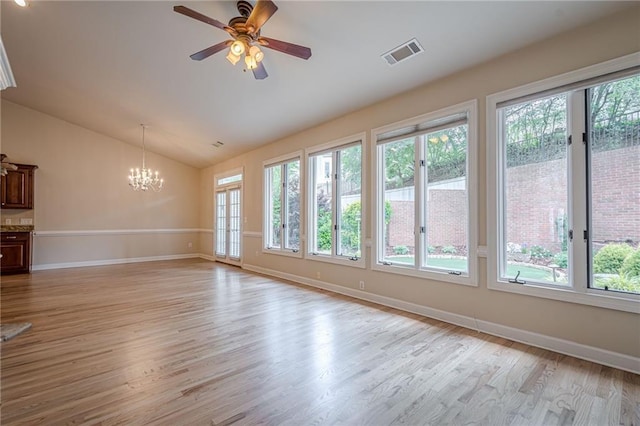10280 Medridge Cir, Johns Creek, GA 30022 - empty room featuring plenty of natural light, light wood-style flooring, lofted ceiling, and ceiling fan