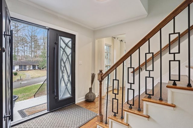 foyer featuring hardwood / wood-style floors