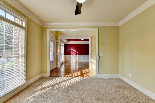 1755 Riverpark Dr, Dacula, GA 30019 - unfurnished room with ceiling fan, ornamental molding, and carpet floors