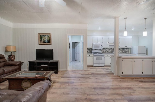 354 Starcross Ln, Jasper, GA 30143 - living area with baseboards, light wood-style flooring, and a ceiling fan