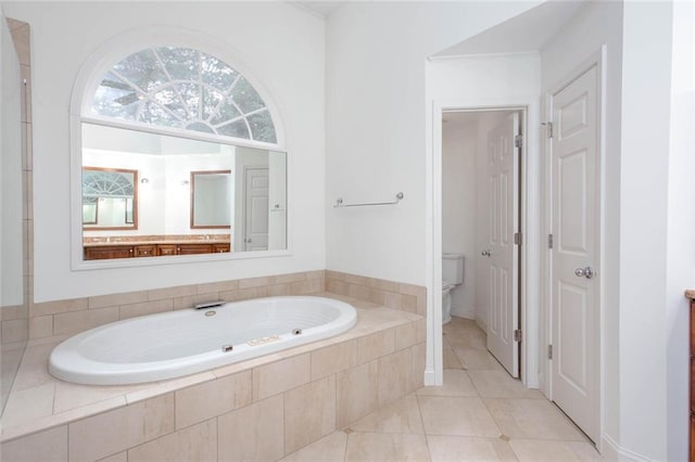 5010 Bonnie Way, Roswell, GA 30075 - bathroom featuring a bath, toilet, and tile patterned flooring