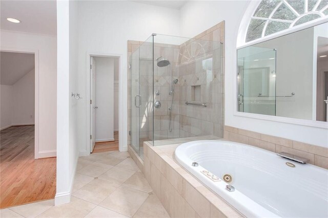 5010 Bonnie Way, Roswell, GA 30075 - full bathroom with a whirlpool tub, a stall shower, and baseboards
