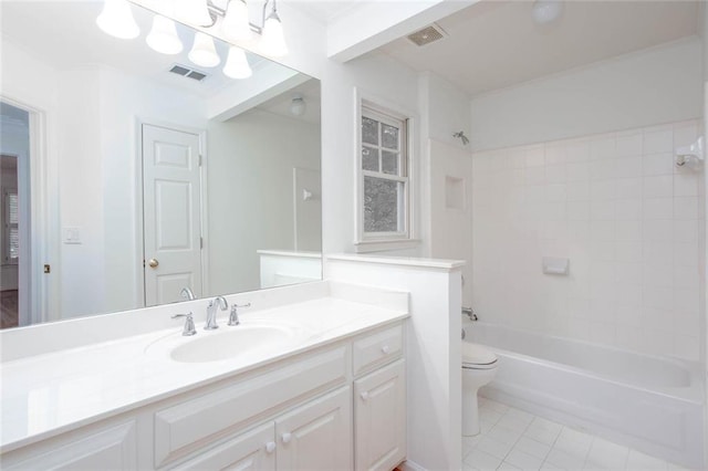 5010 Bonnie Way, Roswell, GA 30075 - full bathroom with toilet, vanity, shower / washtub combination, and tile patterned flooring