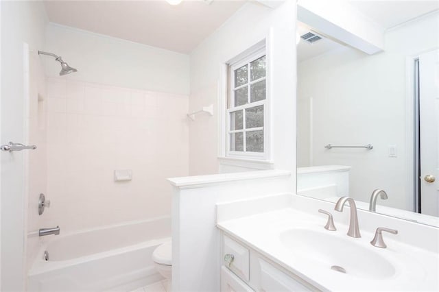 5010 Bonnie Way, Roswell, GA 30075 - bathroom featuring vanity, toilet, and tub / shower combination