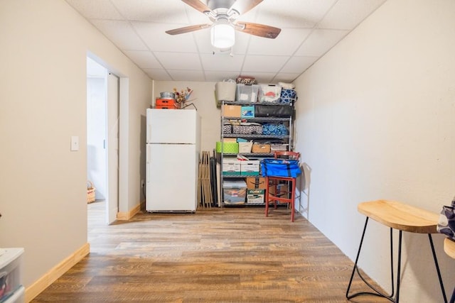 storage featuring ceiling fan