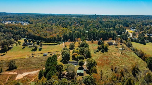 aerial view with a rural view