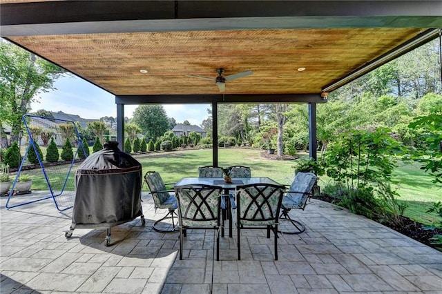 9440 Knollcrest Blvd, Alpharetta, GA 30022 - view of patio / terrace with outdoor dining space and ceiling fan