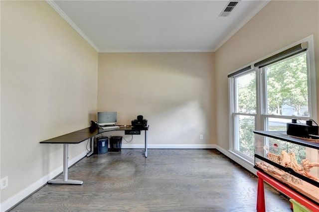 9440 Knollcrest Blvd, Alpharetta, GA 30022 - unfurnished office featuring ornamental molding, wood finished floors, and baseboards