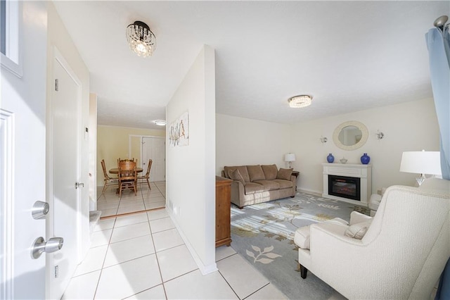 living room featuring light tile patterned floors