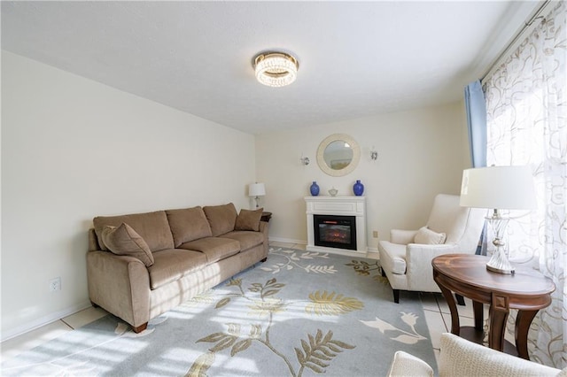 living room featuring light colored carpet