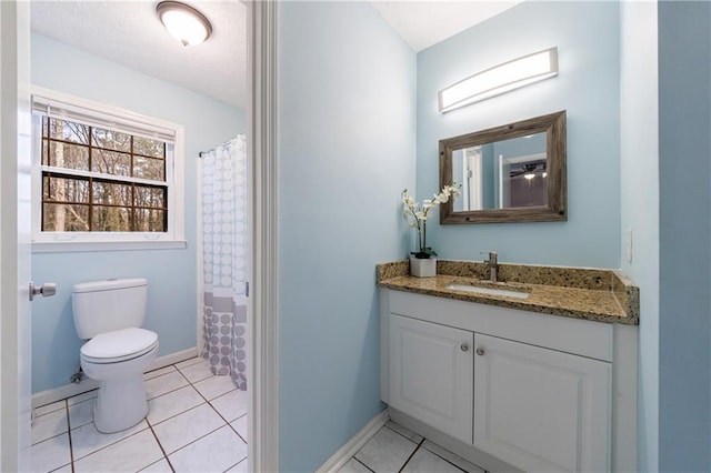 bathroom with tile patterned flooring, vanity, and toilet