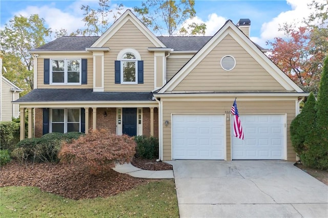 view of front facade featuring a garage