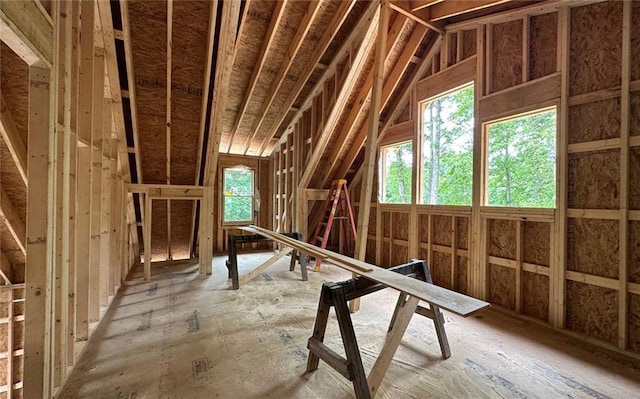 misc room featuring high vaulted ceiling