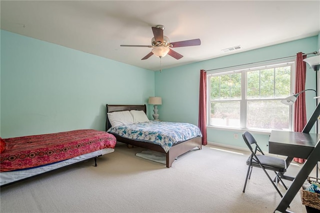 13943 Sunfish Bnd, Alpharetta, GA 30004 - carpeted bedroom featuring a ceiling fan, baseboards, and visible vents