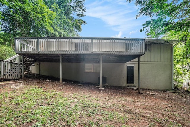 4442 Cedar Ridge Trl, Stone Mountain, GA 30083 - rear view of house featuring a wooden deck and stairs