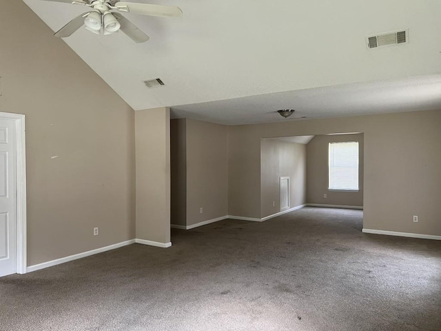 6157 Redtop Loop, Fairburn, GA 30213 - unfurnished room with carpet floors, a ceiling fan, and vaulted ceiling