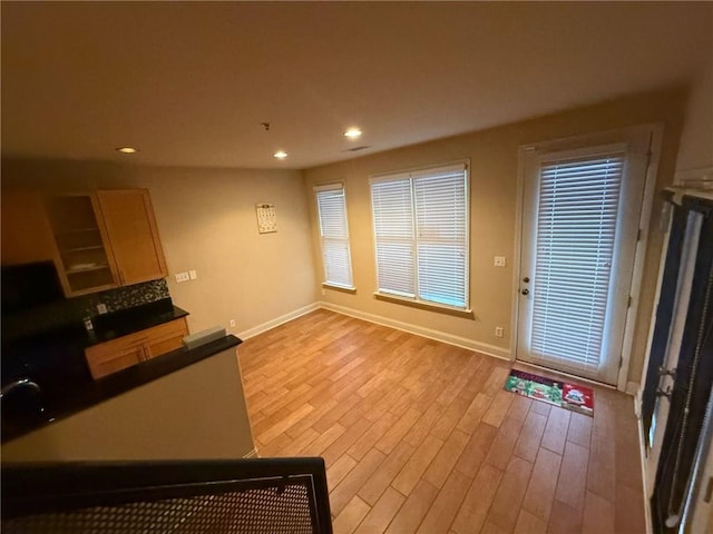 kitchen with light wood-type flooring