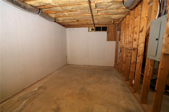 basement with electric panel