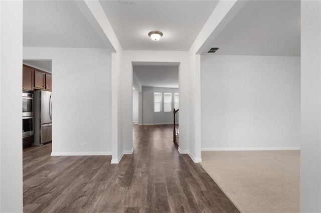 2537 Sori Dr, Buford, GA 30519 - hall with baseboards and dark wood-style flooring