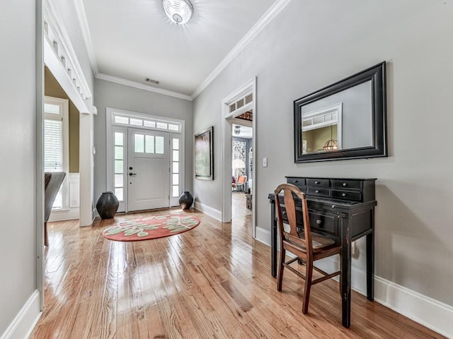1076 Pinyan Ln, Canton, GA 30115 - entrance foyer with light wood-style flooring and crown molding
