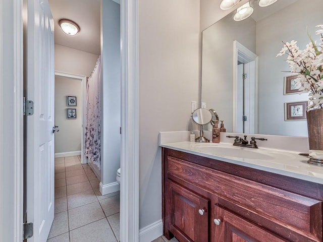 1076 Pinyan Ln, Canton, GA 30115 - bathroom with vanity, tile patterned floors, and a shower with shower curtain